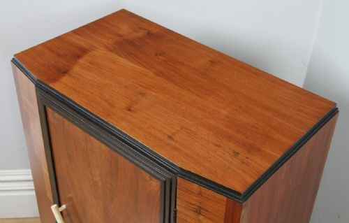 fig 6. Antique English Art Deco Figured Walnut & Ebony Tallboy Chest of Drawers (Circa 1930)