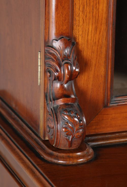 fig 4. Antique Anglo Indian Victorian Colonial Campaign Mahogany Two Door Glazed Library Office Bookcase Cupboard (Circa 1870)