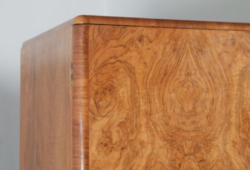 fig 3. Antique English Art Deco Burr Walnut Two Door Armoire Wardrobe by Ray & Miles of Liverpool (Circa 1930)