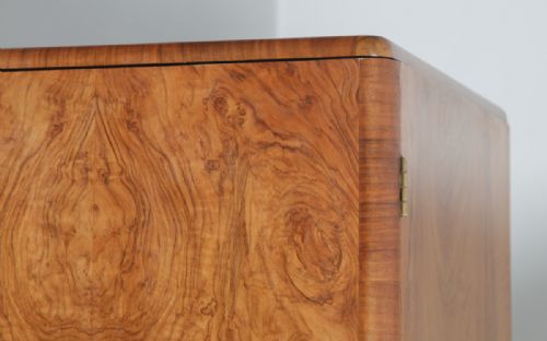 fig 4. Antique English Art Deco Burr Walnut Two Door Armoire Wardrobe by Ray & Miles of Liverpool (Circa 1930)