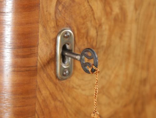 fig 6. Antique English Art Deco Burr Walnut Two Door Armoire Wardrobe by Ray & Miles of Liverpool (Circa 1930)