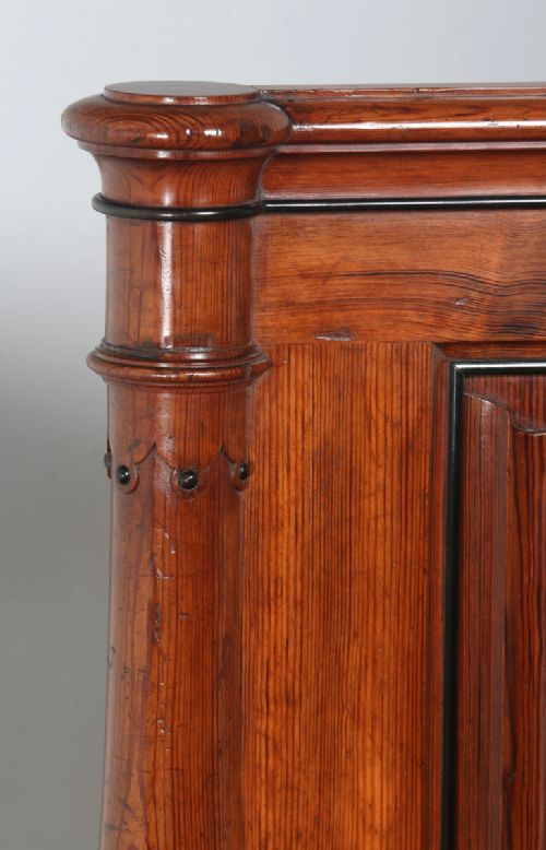fig 5. Antique English Victorian Gothic Pitch Pine & Ebony 4ft 6” Double Size Bed (Circa 1890)