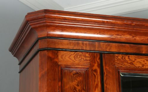 fig 4. Antique English Victorian Gothic Pitch Pine Wardrobe Cupboard Linen Press (Circa 1890)