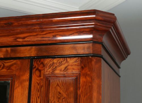fig 5. Antique English Victorian Gothic Pitch Pine Wardrobe Cupboard Linen Press (Circa 1890)