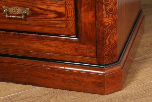 fig 8. Antique English Victorian Gothic Pitch Pine Wardrobe Cupboard Linen Press (Circa 1890)
