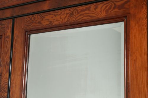 fig 9. Antique English Victorian Gothic Pitch Pine Wardrobe Cupboard Linen Press (Circa 1890)