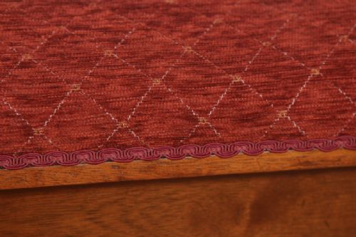 fig 6. Antique English Edwardian Mahogany Upholstered Duet Music Piano Window Stool Ottoman Seat (Circa 1910)