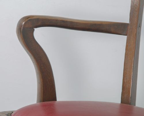 fig 9. Antique English Edwardian Oak & Red Leather Revolving Office Desk Arm Chair (Circa 1910)