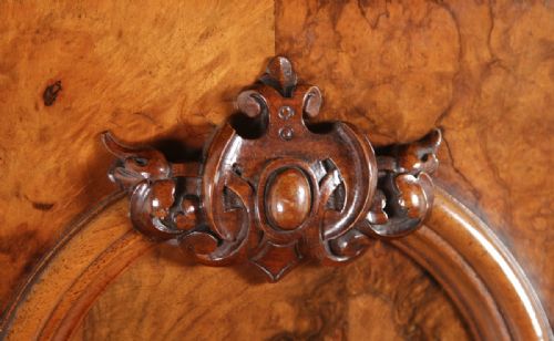 fig 5. Antique English Victorian Burr Walnut & Satinwood Two Door Wardrobe Cupboard Linen Press (Circa 1880)