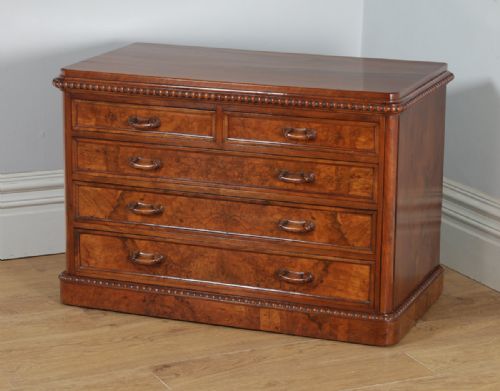 fig 2. Antique English Victorian Burr Walnut Chest of Drawers (Circa 1880)