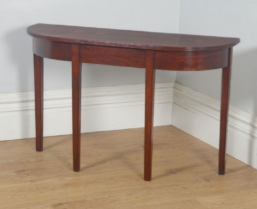 fig 3. Antique English Georgian Regency Figured Mahogany Demi Lune Console Narrow Side Hall Table (Circa 1820)