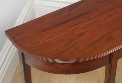 fig 5. Antique English Georgian Regency Figured Mahogany Demi Lune Console Narrow Side Hall Table (Circa 1820)