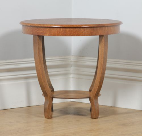 fig 2. Art Deco English Oak Circular Centre Coffee Occasional Side Table (Circa 1930)
