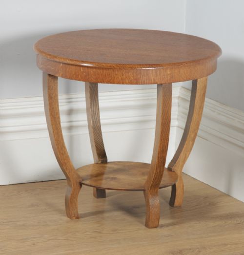 fig 3. Art Deco English Oak Circular Centre Coffee Occasional Side Table (Circa 1930)
