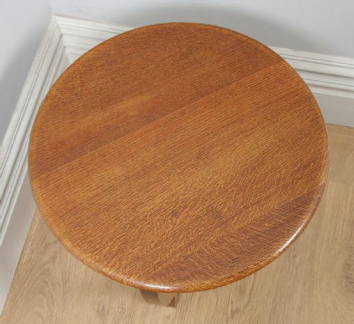 fig 4. Art Deco English Oak Circular Centre Coffee Occasional Side Table (Circa 1930)