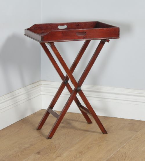 Antique English Georgian Regency Mahogany Butlers Drinks Tray on Stand (Circa 1830)