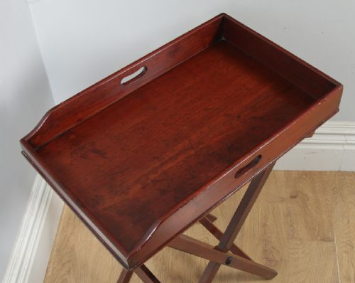 fig 1. Antique English Georgian Regency Mahogany Butlers Drinks Tray on Stand (Circa 1830)
