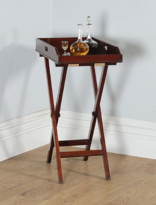 fig 2. Antique English Georgian Regency Mahogany Butlers Drinks Tray on Stand (Circa 1830)