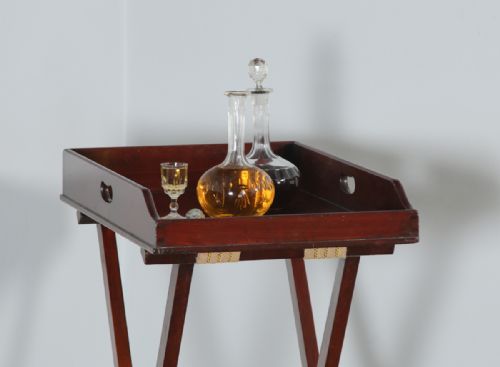 fig 3. Antique English Georgian Regency Mahogany Butlers Drinks Tray on Stand (Circa 1830)