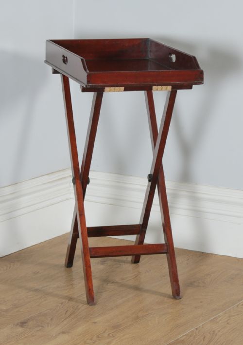 fig 4. Antique English Georgian Regency Mahogany Butlers Drinks Tray on Stand (Circa 1830)