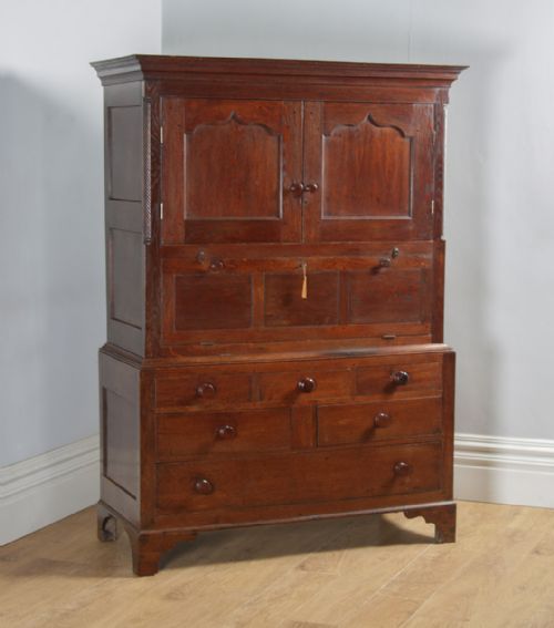 Antique Welsh Georgian Oak Kitchen Housekeepers Livery Press Cupboard (Circa 1800)