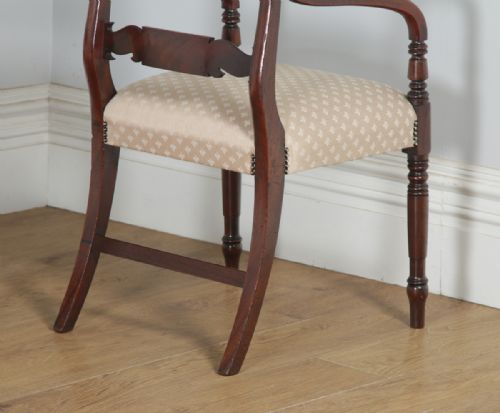 fig 5. Antique English Pair of Georgian Regency Mahogany Library Office Desk Elbow Carver Armchairs (Circa 1830)