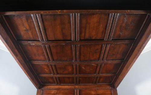 fig 6. Antique 6ft English Charles II Style Super King Size Oak Full Tester Four Poster Bed (Circa 1920)