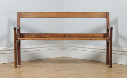 fig 1. Antique French 5ft 3” Breton Chestnut Hall Settle Bench (Circa 1870)