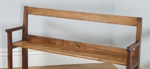 fig 3. Antique French 5ft 3” Breton Chestnut Hall Settle Bench (Circa 1870)