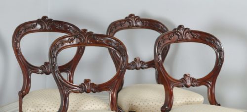 fig 1. Antique Scottish Victorian Set of Four Mahogany Balloon Back Dining Chairs (Circa 1860)