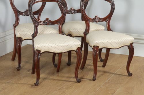 fig 2. Antique Scottish Victorian Set of Four Mahogany Balloon Back Dining Chairs (Circa 1860)