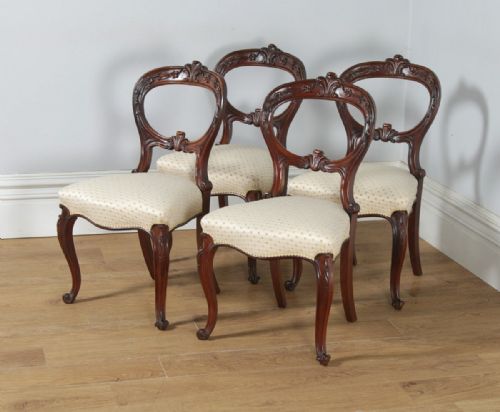 fig 4. Antique Scottish Victorian Set of Four Mahogany Balloon Back Dining Chairs (Circa 1860)