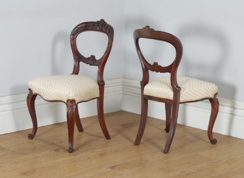 fig 5. Antique Scottish Victorian Set of Four Mahogany Balloon Back Dining Chairs (Circa 1860)