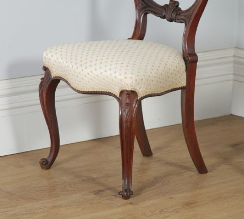 fig 7. Antique Scottish Victorian Set of Four Mahogany Balloon Back Dining Chairs (Circa 1860)