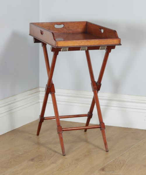 fig 3. Antique English Victorian Mahogany Butlers Drinks Tray & Stand (Circa 1850)