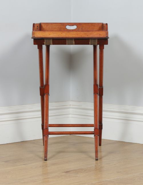 fig 5. Antique English Victorian Mahogany Butlers Drinks Tray & Stand (Circa 1850)