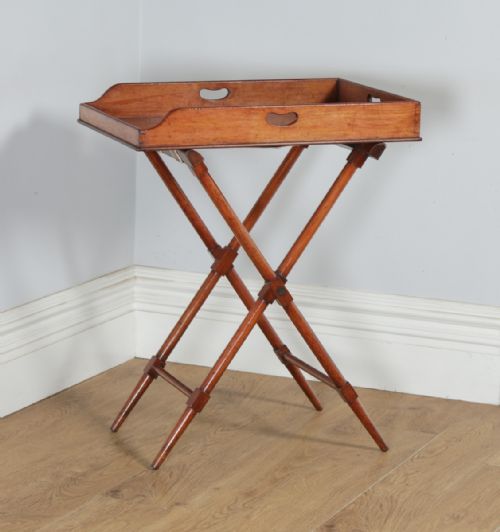Antique English Victorian Mahogany Butlers Drinks Tray & Stand (Circa 1850)