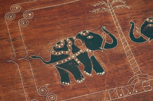 fig 3. Antique Victorian Burmese Teak & Brass Chiming Colonial Campaign Mandalay Writing Jewellery Sewing Box (Circa 1880)