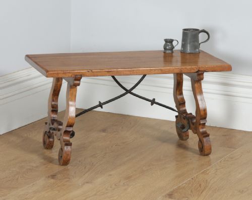 Antique Spanish Basque Oak & Chestnut Rectangular Occasional Side Coffee Table (Circa 1920)