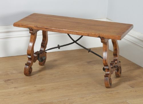 fig 3. Antique Spanish Basque Oak & Chestnut Rectangular Occasional Side Coffee Table (Circa 1920)