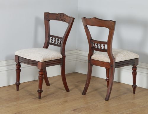 fig 7. Antique English Victorian Set of 10 Ten Mahogany Upholstered Dining Chairs by J.B. (Circa 1890)