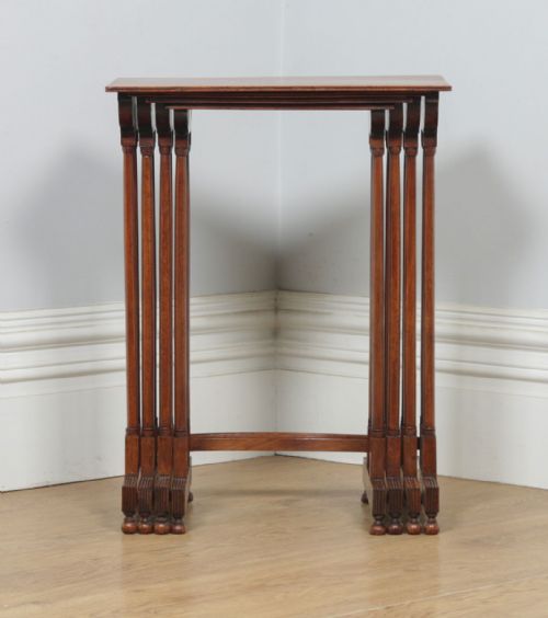 fig 2. Antique English Regency Style Edwardian Set of Four 4 Quartetto Mahogany Nest of Tables (Circa 1910)