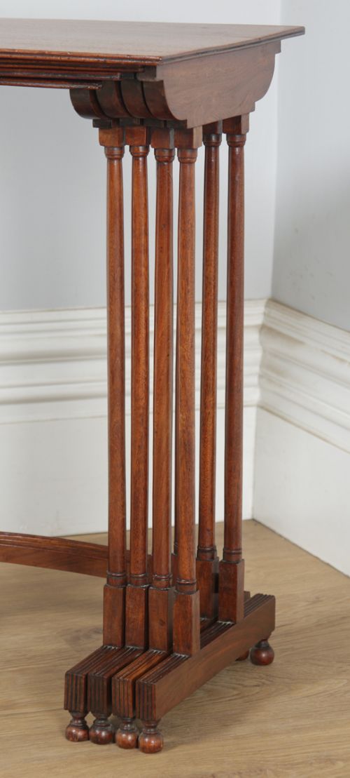 fig 3. Antique English Regency Style Edwardian Set of Four 4 Quartetto Mahogany Nest of Tables (Circa 1910)