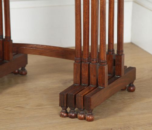 fig 6. Antique English Regency Style Edwardian Set of Four 4 Quartetto Mahogany Nest of Tables (Circa 1910)