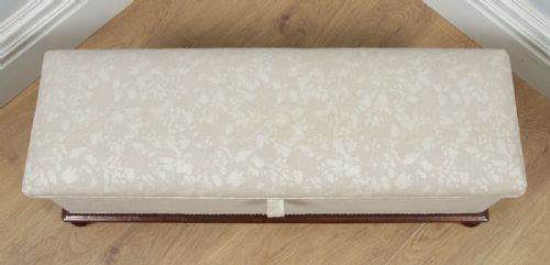fig 2. Antique English Victorian Mahogany Upholstered Ottoman Chest Box Stool (Circa 1880)