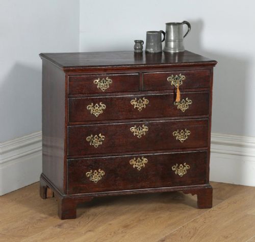 Small Antique English Georgian Oak Bachelors Chest of Drawers (Circa 1780)