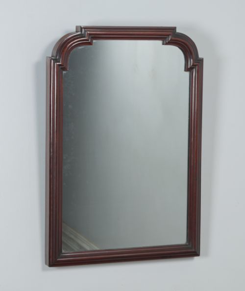 Antique English Victorian Mahogany Rectangular Overmantle Wall Portrait Hanging Mirror (Circa 1870)