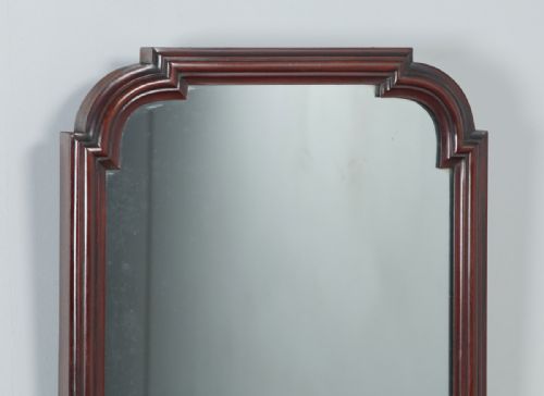 fig 1. Antique English Victorian Mahogany Rectangular Overmantle Wall Portrait Hanging Mirror (Circa 1870)