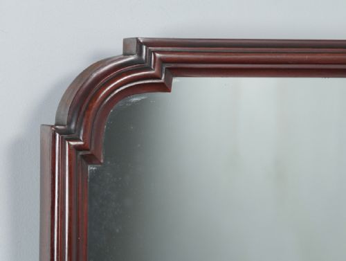 fig 2. Antique English Victorian Mahogany Rectangular Overmantle Wall Portrait Hanging Mirror (Circa 1870)