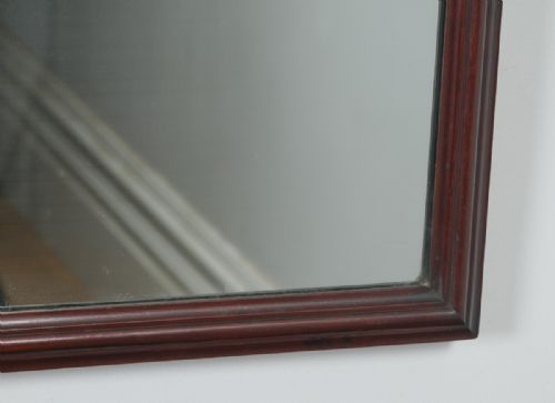 fig 6. Antique English Victorian Mahogany Rectangular Overmantle Wall Portrait Hanging Mirror (Circa 1870)